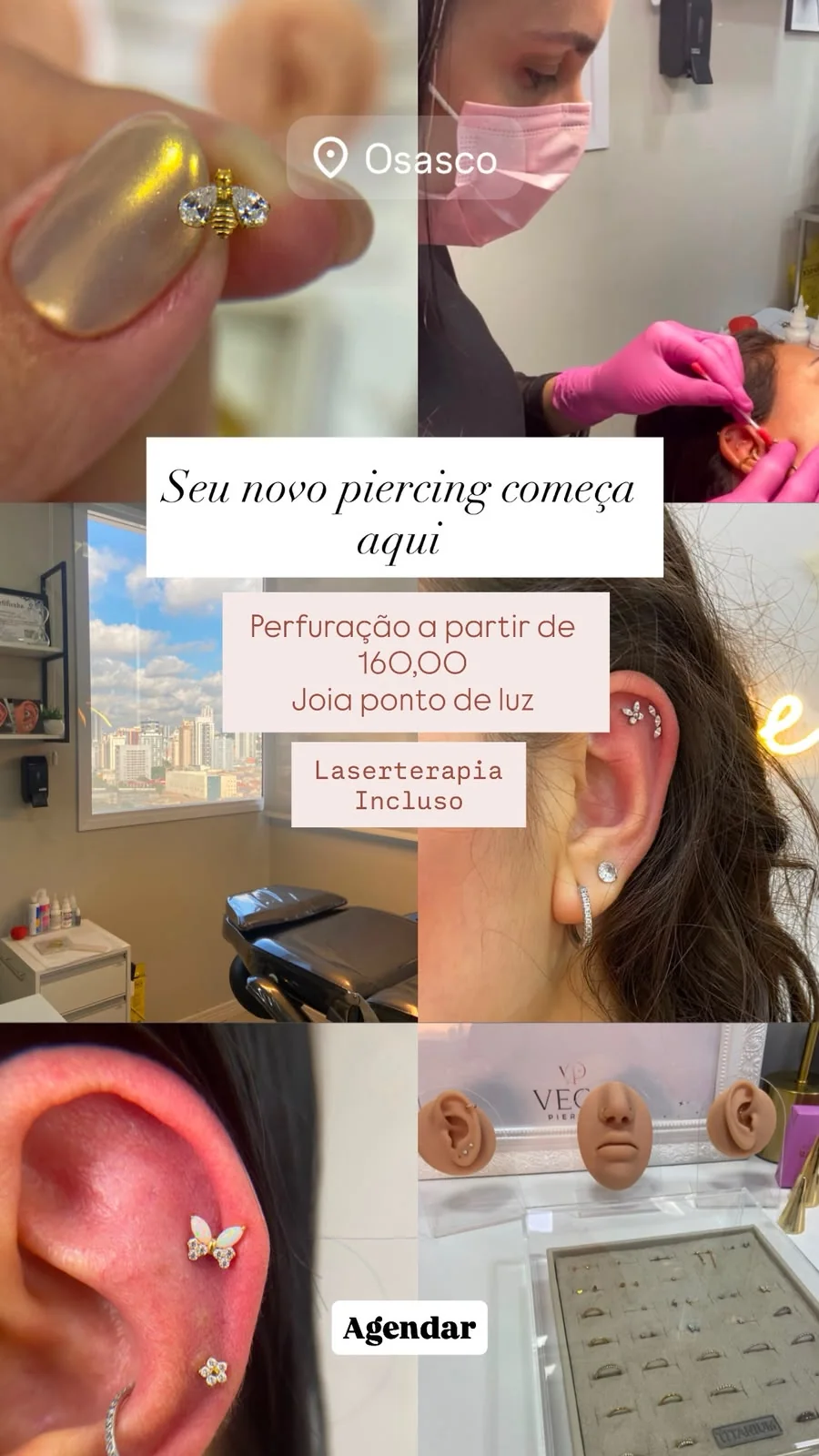 Piercing delicado em atendimento Vega